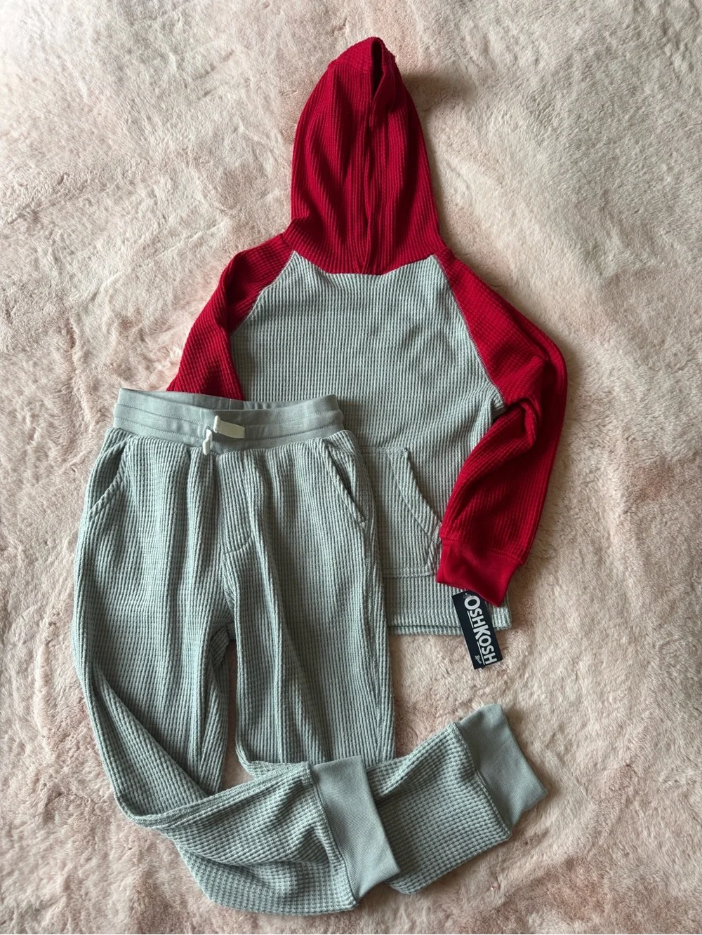 NWT OshKosh B'gosh Boys Waffle-knit Hoodie & Jogger Set Size 6